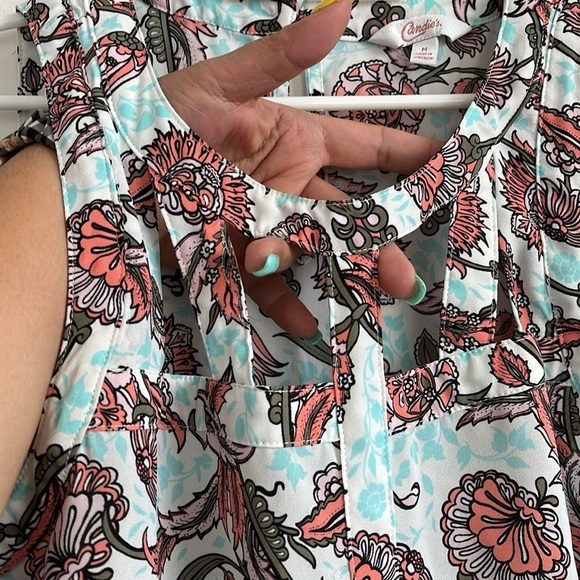 CANDIES FLORAL PATTERNS SLEEVELESS KEYHOLE BACK WOMEN TOP SIZE M - Picture 4 of 11